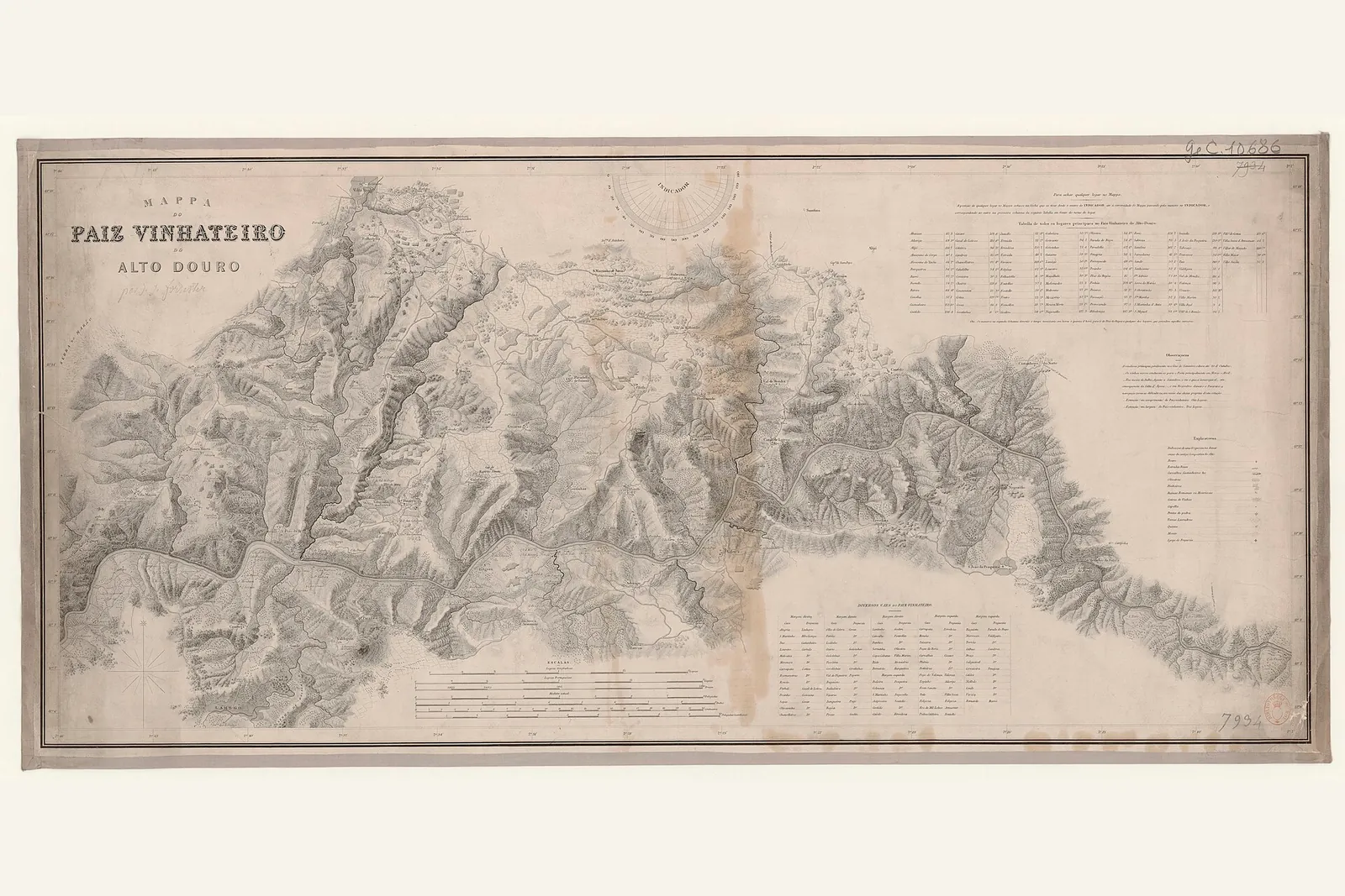 «Mappa do Paiz Vinhateiro do Alto Douro», de J. J. Forrester — domínio público
